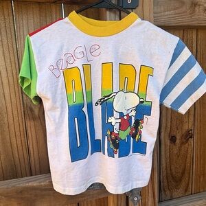 Kids Vintage 90s Snoopy color block t-shirt sz 7